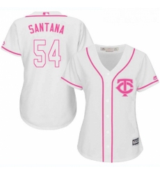 Womens Majestic Minnesota Twins 54 Ervin Santana Replica White Fashion Cool Base MLB Jersey