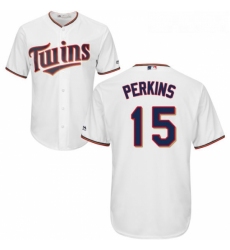 Youth Majestic Minnesota Twins 15 Glen Perkins Replica White Home Cool Base MLB Jersey