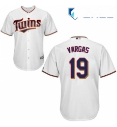 Youth Majestic Minnesota Twins 19 Kennys Vargas Replica White Home Cool Base MLB Jersey