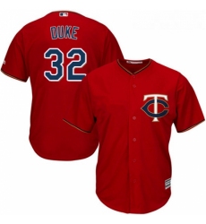 Youth Majestic Minnesota Twins 32 Zach Duke Replica Scarlet Alternate Cool Base MLB Jersey 