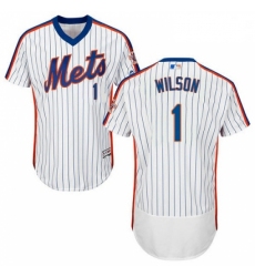 Mens Majestic New York Mets 1 Mookie Wilson White Alternate Flex Base Authentic Collection MLB Jersey