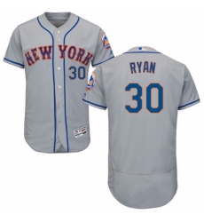 Mens Majestic New York Mets 30 Nolan Ryan Grey Road Flex Base Authentic Collection MLB Jersey