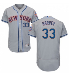 Mens Majestic New York Mets 33 Matt Harvey Grey Road Flex Base Authentic Collection MLB Jersey