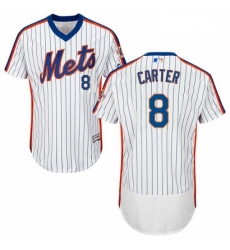 Mens Majestic New York Mets 8 Gary Carter White Alternate Flex Base Authentic Collection MLB Jersey