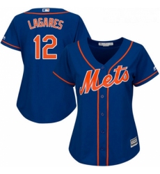 Womens Majestic New York Mets 12 Juan Lagares Replica Royal Blue Alternate Home Cool Base MLB Jersey