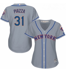 Womens Majestic New York Mets 31 Mike Piazza Authentic Grey Road Cool Base MLB Jersey