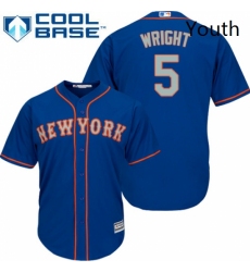 Youth Majestic New York Mets 5 David Wright Authentic Royal Blue Alternate Road Cool Base MLB Jersey