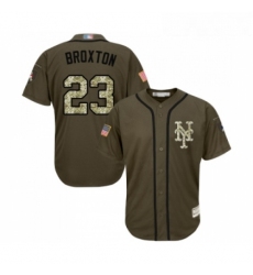 Youth New York Mets 23 Keon Broxton Authentic Green Salute to Service Baseball Jersey 