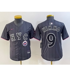 Youth New York Mets 9 Brandon Nimmo Graphite 2024 City Connect Limited Stitched Baseball Jersey 7