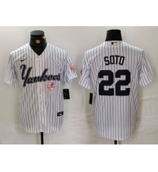 Men New York Yankees 22 Juan Soto White Cool Base Stitched Baseball Jersey 1