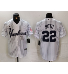 Men New York Yankees 22 Juan Soto White Cool Base Stitched Baseball Jersey 3