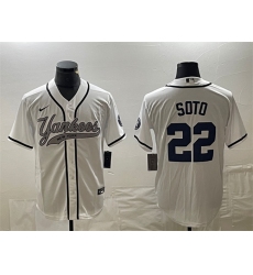 Men New York Yankees 22 Juan Soto White Cool Base Stitched Baseball Jersey