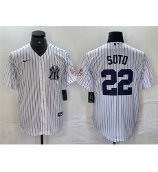 Men New York Yankees 22 Juan Soto White Cool Base Stitched Baseball Jersey