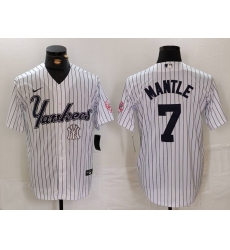 Men New York Yankees 7 Mickey Mantle White Cool Base Stitched Baseball Jersey 1