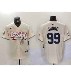 Men New York Yankees 99 Aaron Judge Cream The Bronx Graffiti V2 Vapor Limited Stitched Baseball Jersey 2