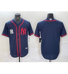 Men New York Yankees Big LOGO Navy Cool Base Stitched Baseball Jersey 30