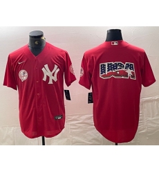 Men New York Yankees Big Logo Red Cool Base Stitched Baseball Jersey 14