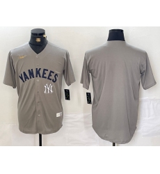 Men New York Yankees Blank Grey Cool Base Stitched Baseball Jersey 001