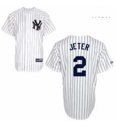 Mens Majestic New York Yankees 2 Derek Jeter Replica White Name On Back MLB Jersey