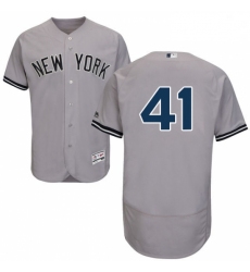 Mens Majestic New York Yankees 41 Randy Johnson Grey Road Flex Base Authentic Collection MLB Jersey