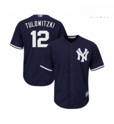 Mens New York Yankees 12 Troy Tulowitzki Replica Navy Blue Alternate Baseball Jersey 