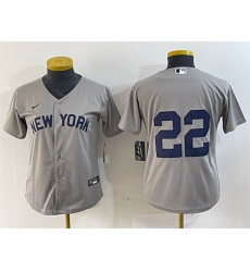 Women New York Yankees 22 Juan Soto Grey Cool Base Stitched Jersey