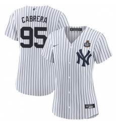 Women New York Yankees 95 Oswaldo Cabrera White 2024 World Series Cool Base Stitched Baseball Jersey