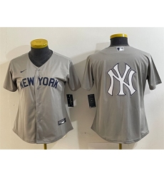 Women New York Yankees Gray Team Big Logo Cool Base Stitched Jersey 4