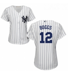 Womens Majestic New York Yankees 12 Wade Boggs Authentic White Home MLB Jersey