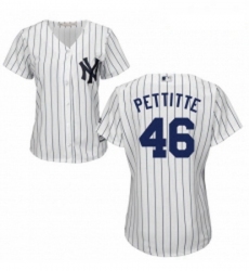 Womens Majestic New York Yankees 46 Andy Pettitte Replica White Home MLB Jersey