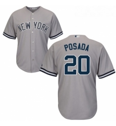 Youth Majestic New York Yankees 20 Jorge Posada Authentic Grey Road MLB Jersey