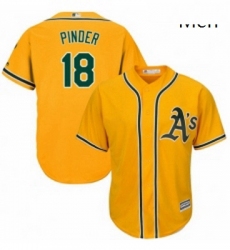 Mens Majestic Oakland Athletics 18 Chad Pinder Replica Gold Alternate 2 Cool Base MLB Jersey 