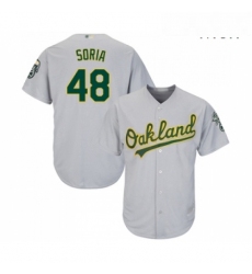 Mens Oakland Athletics 48 Joakim Soria Replica Grey Road Cool Base Baseball Jersey 