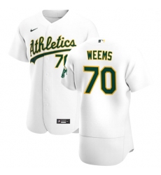 Oakland Athletics 70 Jordan Weems Men Nike White Home 2020 Authentic Player MLB Jersey