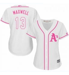 Womens Majestic Oakland Athletics 13 Bruce Maxwell Replica White Fashion Cool Base MLB Jersey 