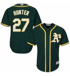 Youth Majestic Oakland Athletics 27 Catfish Hunter Authentic Green Alternate 1 Cool Base MLB Jersey