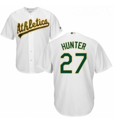 Youth Majestic Oakland Athletics 27 Catfish Hunter Replica White Home Cool Base MLB Jersey