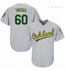 Youth Majestic Oakland Athletics 60 Andrew Triggs Authentic Grey Road Cool Base MLB Jersey 