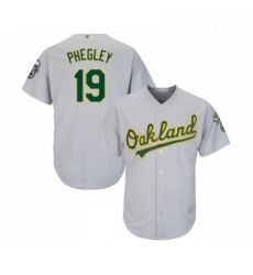 Youth Oakland Athletics 19 Josh Phegley Replica Grey Road Cool Base Baseball Jersey 