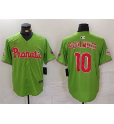 Men Philadelphia Phillies 10 J T  Realmuto Green With Patch Stitched Jersey