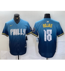 Men Philadelphia Phillies 18 Johan Rojas Blue 2024 City Connect Limited Stitched Jersey