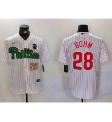 Men Philadelphia Phillies 28 White Green Cool Base Stitched Jersey 1