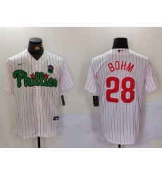 Men Philadelphia Phillies 28 White Green Cool Base Stitched Jersey