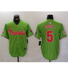 Men Philadelphia Phillies 5 Bryson Stott Green With Patch Stitched Jersey