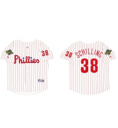 Men Philadelphia Phillies CURT SCHILLING #38 1993 World Series Sewn Jersey