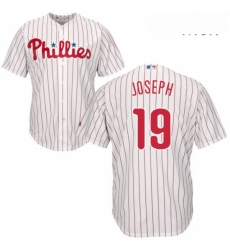 Mens Majestic Philadelphia Phillies 19 Tommy Joseph Replica WhiteRed Strip Home Cool Base MLB Jersey 