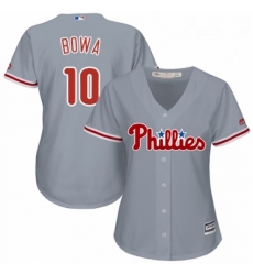 Womens Majestic Philadelphia Phillies 10 Larry Bowa Authentic Grey Road Cool Base MLB Jersey 