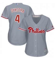 Womens Majestic Philadelphia Phillies 4 Lenny Dykstra Replica Grey Road Cool Base MLB Jersey 