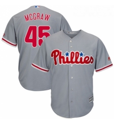 Youth Majestic Philadelphia Phillies 45 Tug McGraw Replica Grey Road Cool Base MLB Jersey