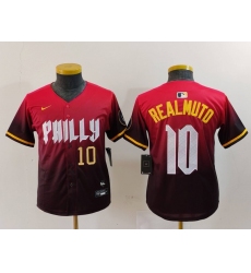 Youth Philadelphia Phillies 10 J T  Realmuto Red 2024 City Connect Limited Stitched Baseball Jersey 6